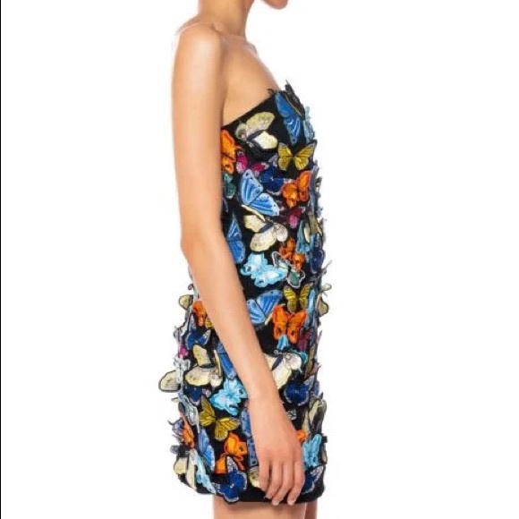 TAKE FLIGHT STRAPLESS BUTTERFLY PATCH MINI DRESS IN MULTI - Picture 3 of 9